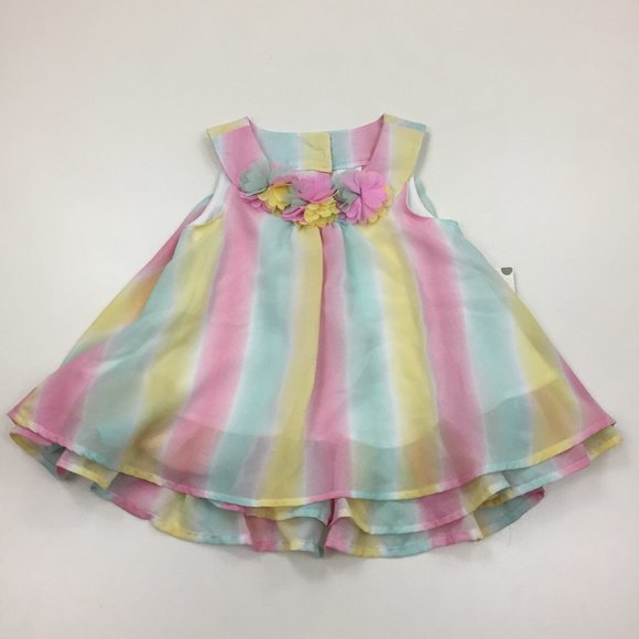 NWT Girls LITTLE ME Multi-Colored Floral Applique Chiffon Tunic Top & Pant Set - Picture 4 of 10